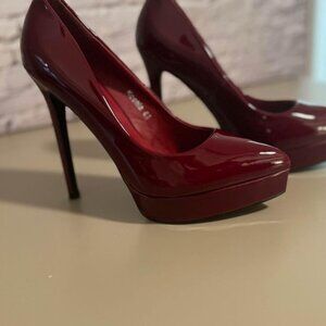 Dark Red Patent High Heels - Size 7